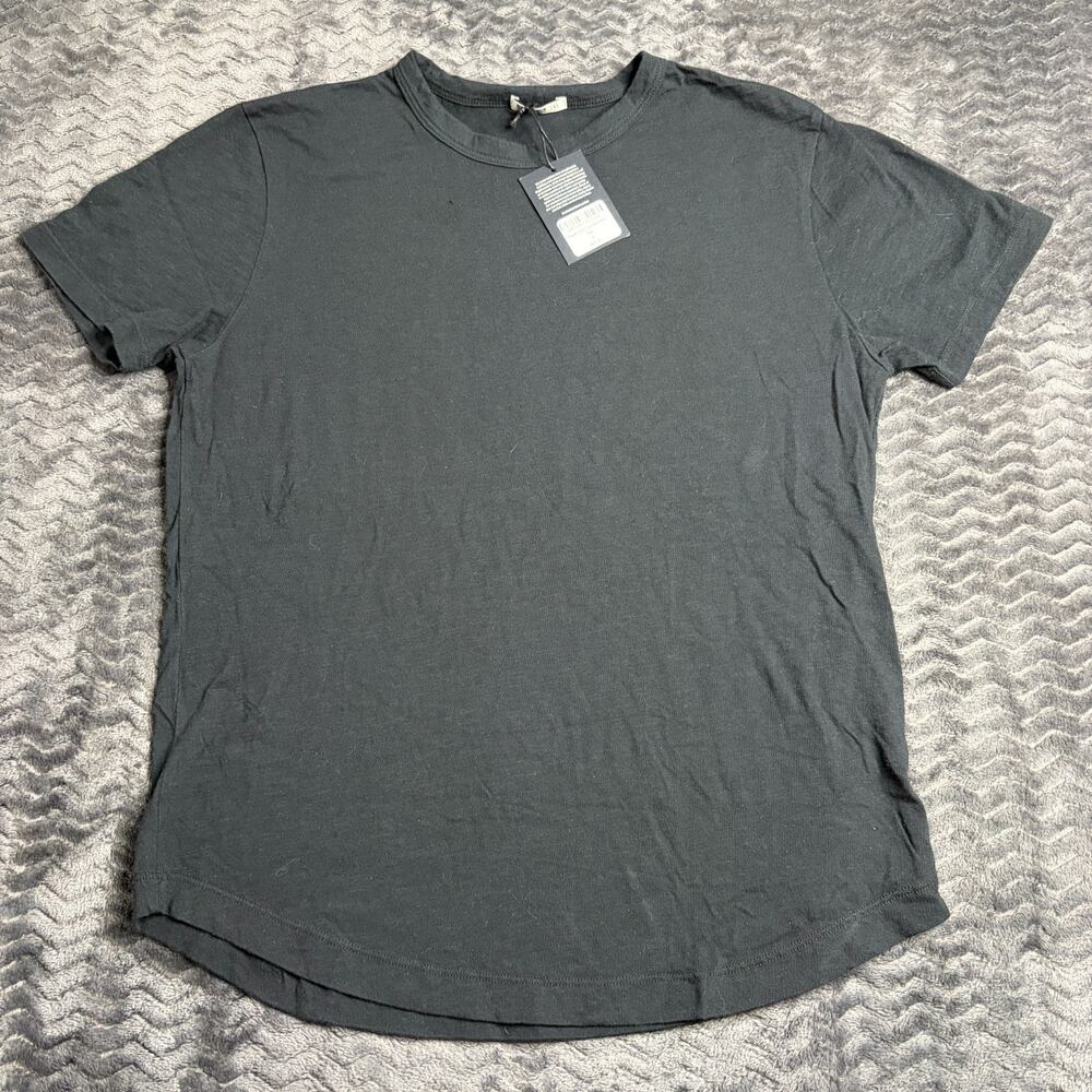 Buck Mason Slub Curved Hem Tee Mens Size Small Black Cotton